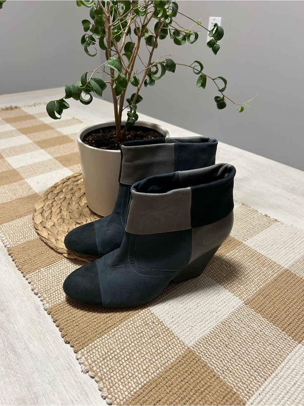 Camper Twins Colorblock Patchwork Suede Ankle Boots - Women’s